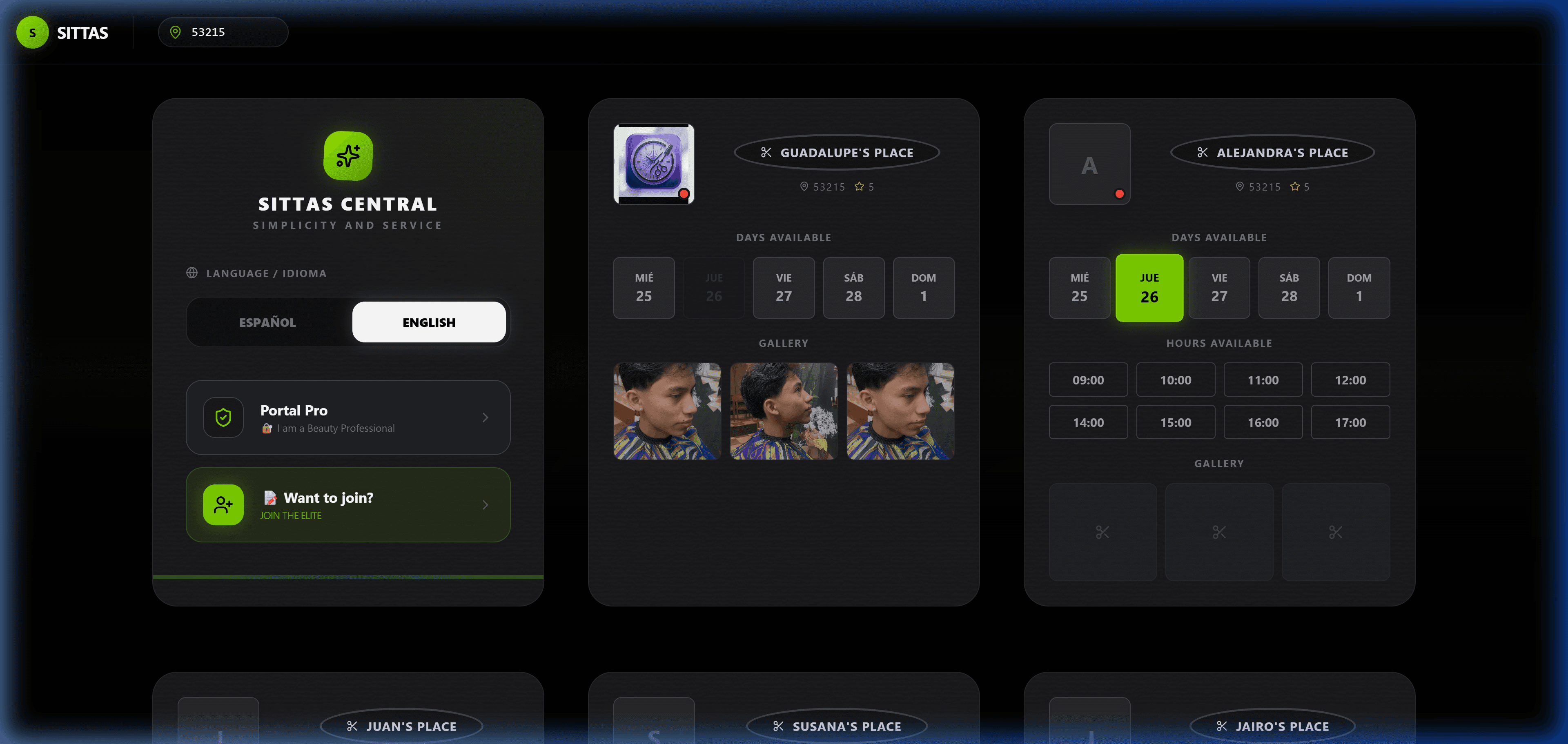 Selección de día, add-ons y hora